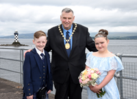 Comet Festival 2023 Provost Drew McKenzie with gala king Cooper Deegan and gala queen Jessica Wilson